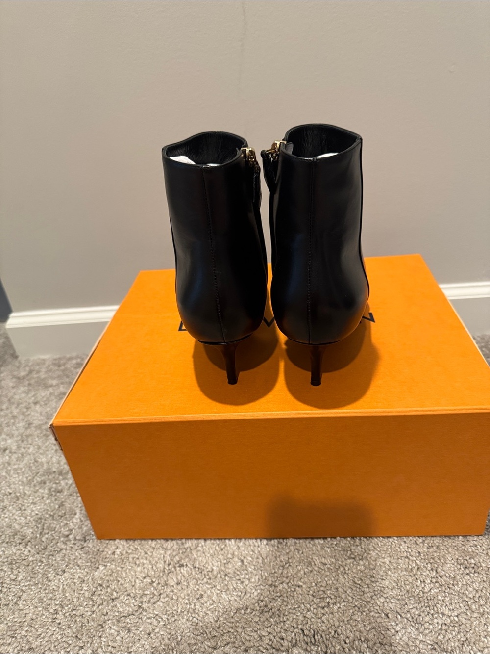 Louis Vuitton Black Leather & Monogram Pointed-Toe Ankle Boots - Picture 2 of 8